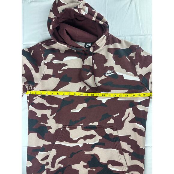 Nike Club Camo Pullover Hoodie Burgundy Size Large - Picture 3 of 5
